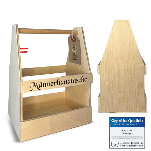 KF-Holz 6er Bierträger mit Druck Männerhandtasche, Sixpack, Flaschenträger KF-Holz 6er Bierträger mit Druck Männerhandtasche, Sixpack, Flaschenträger