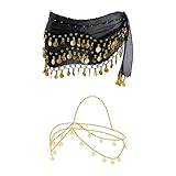 【Facile à utiliser】: enroulez simplement la chaîne de taille de danse orientale autour de votre taille et fixez-la avec des nœuds aux deux extrémités. Les pièces d'or sont fermement attachées à la jupe et difficiles à détacher. Vous pouvez danser comme vous le souhaitez.