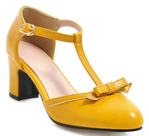 Mary Jane Shoes Women Vintage Victorian Shoes Mid Heel Dress Pumps Wedding Shoes with an Adjustable T Strap