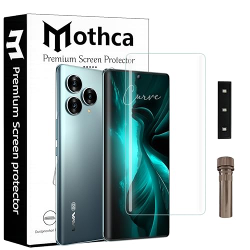 Image of Mothca Curved UV Tempered Glass Screen Protector for Lava Blaze Curve 5G | Transparent | Pack of 1 | Full Screen Coverage with UV Installation Kit