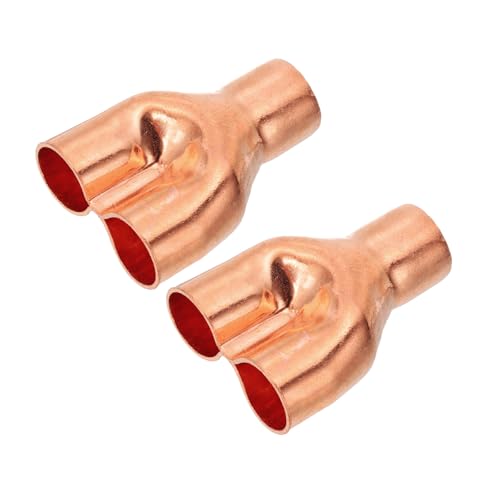 PATIKIL 3/4" x 3/4" x 3/4" ID Tee Y Type Copper Fitting, 2 Pcs Welding Joint Split Union Intersection for HVAC, Air Conditioning Refrigeration System by PATIKIL - Used condition - US$13.87