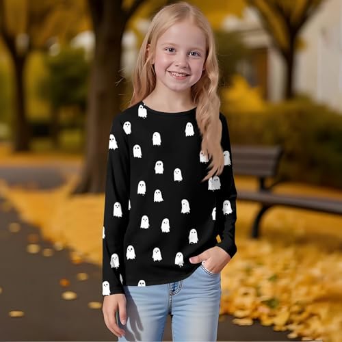 Girls' Long Sleeve Graphic Tee Halloween Cute Print Soft Crewneck Pullover Comfortable Casual Shirt for Kids2