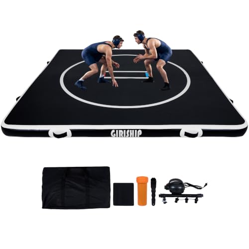 Inflatable Wrestling Mat 10 * 10 FT Drop Stitch PVC Jiu Jitsu Mat for Home Foldable BJJ MMA Training Mat for Gymnastics Grappling Boxing Yoga