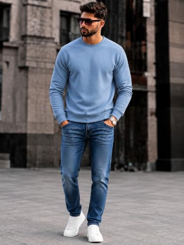 Image of Mack Jonney Men's Solid Winter Sweatshirt|Soft Fleece Fabric Full Sleeve Round Neck Sweatshirt|Stylish Casual Wear for Men-mj-281