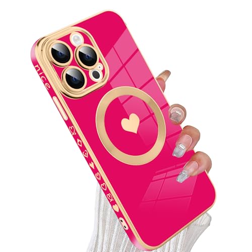 tharlet Magnetic for iPhone 15 Pro Max Case Cute Love Heart Luxury Plating