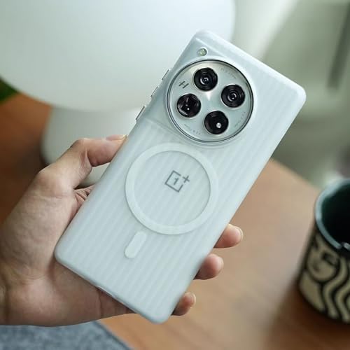 Image of Kapa Matte Magnetic Wave Grip Back Cover for OnePlus 12 | [MagSafe Compatible] Wireless Charging, Slim, Metal Buttons Frosted Back Case (White)