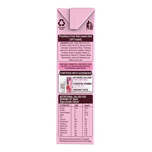 Image of HERSHEY'S Strawberry Flavored Milkshake | Enriched with Calcium | Pack of 6 (6 x 180ml)