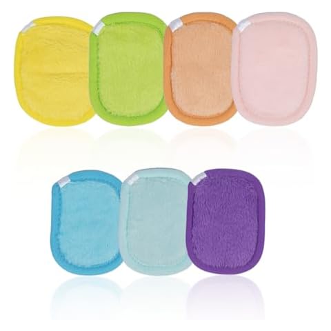 Yesimola Pack of 7 Flannel Make-Up Pads, Washable, Colour Edition, Reusable Microfibre Make-Up Pads, Soft Make-Up Pads Cover