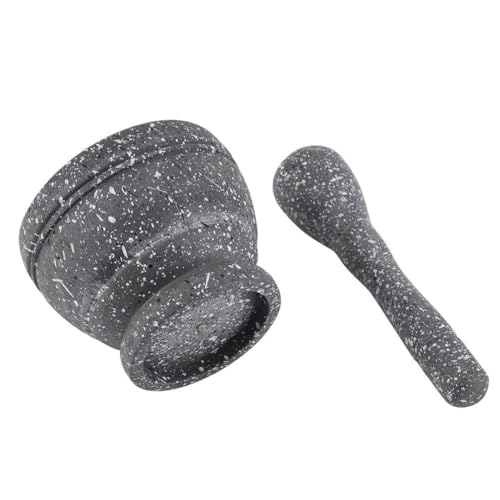 Foto von Mörser und Stößel Set, Wiederverwendbarer Kunststoff Stößel und Mörser Granit Knoblauch Crusher Sauce Knoblauch Masher Guacamole Schale Hand Grinder Crusher Küche Gadgets (Schwarzes Granitkorn)