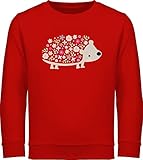 Mädchen Ostergeschenke Ostern Kinder - Süßer Igel Frühlingstiere mit Blumen - 116 (5/6 Jahre) - Rot - Pulli Jungs 110 - JH030K - Kinder Sweatshirt Pullover für Jungen und Mädchen