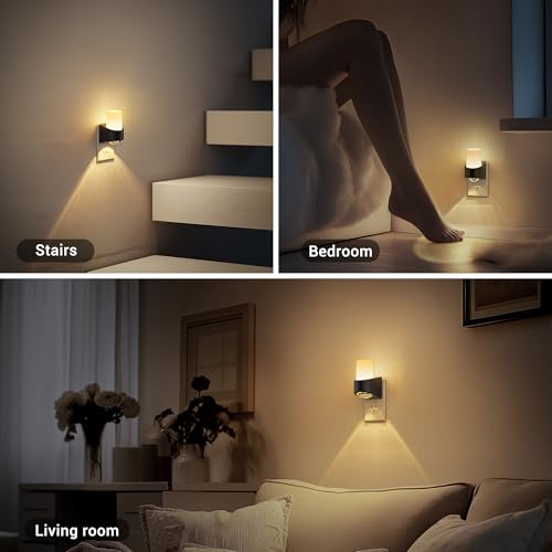 Image of JandCase LED Night Lights Plug into Wall, Decorative Night Light with Dusk to Dawn Sensor, Adjustable Brightness, 3000K Warm White Nightlight Plug in for Kids, Bathroom, Hallway, Bedroom, Stairway