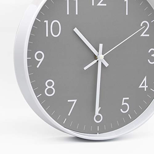 Epy Huts Modern Simple Wall Clock Indoor Non-Ticking Sweep Decorative Wall Clocks Battery Operated With Clear Numbers Easy To Read Wall Clock For Office,Bathroom,Livingroom Decorative 10 Inch Gray #TOP3