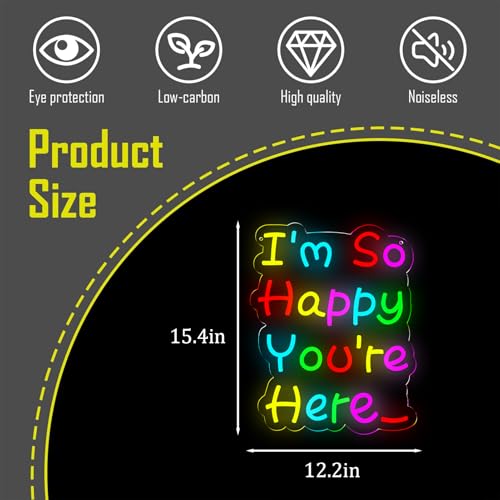 Image of I'm So Happy You're Here Neon Signs Welcom LED Neon Light Wall Decor for Classroom,Kids Room,Business,Party,GIft Art for Boys Girls Kids,Friends,Family-15.43x12.2 IN-USB Powered-Acrylic