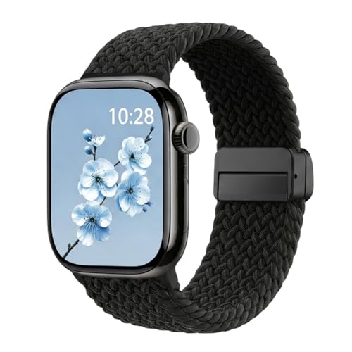 HOHOEMU Apple Watch�p ���C�� �i�C�����o���h �҂ݍ��� 38 40 41 42 44 45 46 49mm �ɑΉ� �}�O�l�b�g�� �i�C���� �L�k�� ���C�X�|�[�c�x���g iWatch Series 11 10 9 8 7 6 5 4 3 