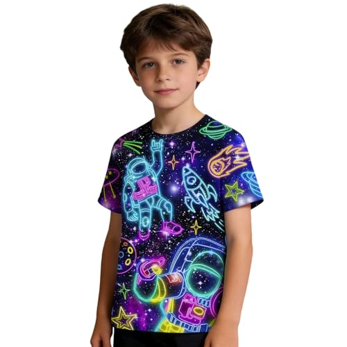 Image of T-Shirts for Boys - Cool Short Sleeve T-Shirts with Graphic Print for Boys Casual Crew Neck Shirt Soft and Comfortable Ideal for Everyday Youth Clothing (Dark Blue 3-4 Years)