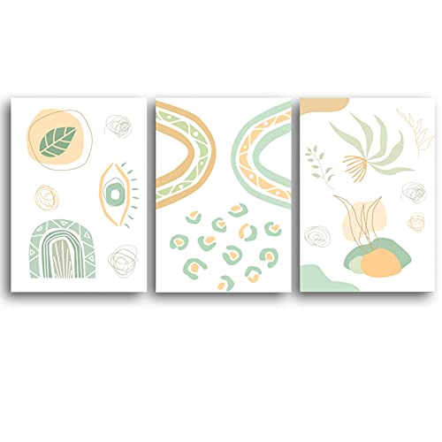 Lienzo abstracto de plantas boho para crear un salón relajante y luminoso con arte moderno