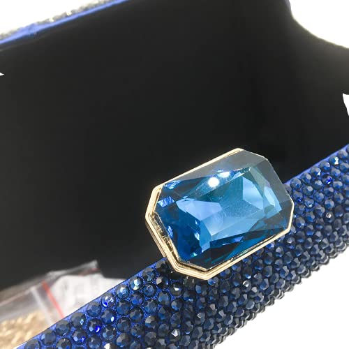 Elegante bolsa feminina clutch de cristal para noite bolsa de mão para casamento, Azul-marinho