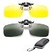 2 Pairs Sunglasses Clip On Flip Up Night Vision Glasses Anti Glare Polarized for Men Women UV400 Best for Driving -Yellow+Green