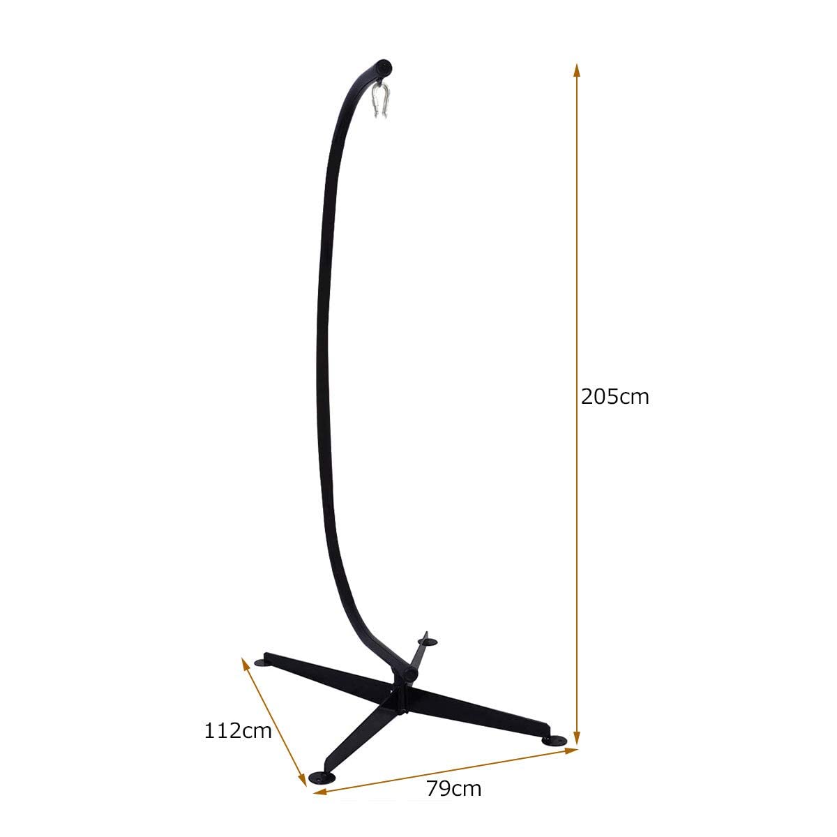 DREAMADE Freistehendes Hängestuhlgestell, Hängesesselgestell Hängesitzständer, Hängestuhl Gestell, stabil für drinnen und draußen, max. 150kg belastbar, Schwarz
