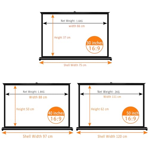 Pantalla de vídeo 16:9 40" para proyector portátil con diseño libre de arrugas y bolsa de transporte miniatura 2