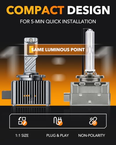 Image of OXILAM D3S LED Light Bulb, 15X Brighter 6500K Cool White, Anti-Flicker, 60,000-Hour Lifespan, Easy Plug-N-Play, IP68 Waterproof, D3S /D3R Fog Light Replacement for Cars Trucks SUVs, Pack of 2