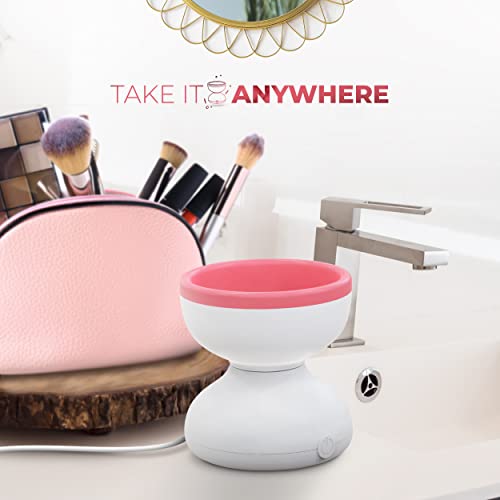 Electric Makeup Brush Cleaner Machine By Infinityys - Automatic Usb Makeup Brush Cleaner Machine Cleanser - Compatible With All Brushes - Easy To Use - Pink #TOP5