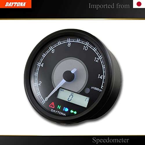 Image of DAYTONA Velona Motorcycle Gauge Displays Both Tachometer RPM and Speedometer MPH KMH Selectable, Odometer, 2 Trip Meters, Indicators, White LED Lighting and More (15,000 RPM)