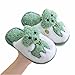 UKKO Hiver Pantoufles Hiver Garder Chaud Enfants Coton Pantoufles Garçons Filles Maison Peluche Tondes Dessin Animé Teddy Anti-Glissement De Chambre À Coucher Intérieure-Green,32-33 20.0Cm Insole