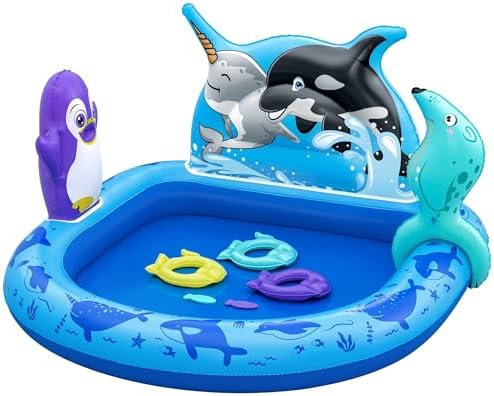 H2OGO! Polar Pals Inflatable Water Play Center, 53″ x 51.5″ x 28.5″ Kids