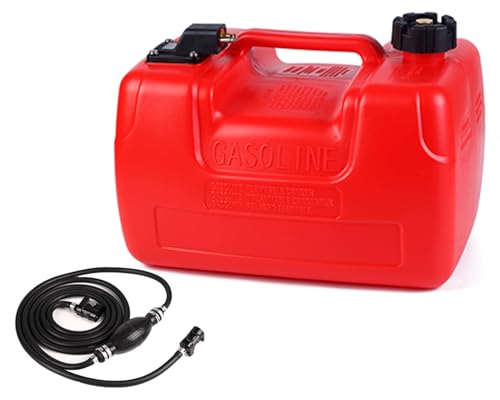 Marine Portable Liquid Container, 3 Gallon / 12L Outboard Boat Plastic Container with 9.8ft Transfer Hose & Secure Cap, Durable Storage for Marine, Outdoor & Recreational Use