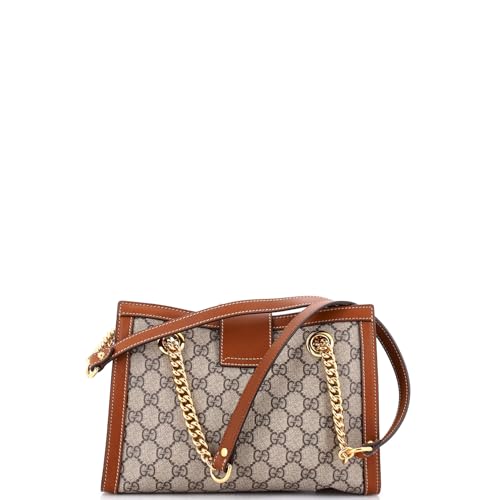 Pre-Loved Padlock Chain Tote GG Coated Canvas with Leather Small, Brown3