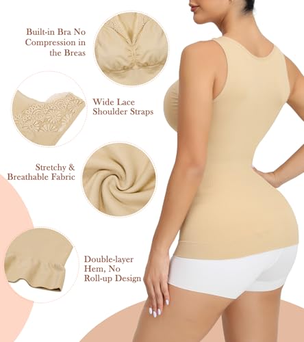 Image of Compression Tank Tops Shapewear For Women Slimming Camisole Tummy Control Tube Tops Body Shaper