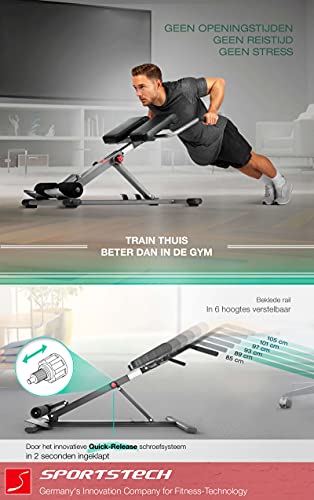 Sportstech gezond en fit in 2020 6in1-rugtrainer & buiktrainer incl. dipstang voor thuis, ergonomisch in hoogte verstelbaar, sluit- en EasyFolding-systeem, opvouwbare hyperextension hometrainer BRT150… - Image 3
