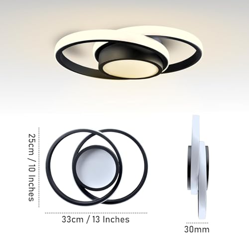 Image of Modern Dimmable LED Ceiling Light | Flush Mount Black Fixture with 3 Color Modes | Adjustable Brightness for Bedroom, Living Room & Dining Room (Ceiling Light (805))