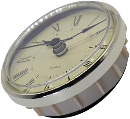Hellery Vintage Clock Insert Quartz Movement .76 Inch (70 mm) Miniature Clock White Silver Bezel Roman Numerals