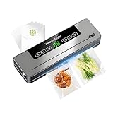 6-in-1 Multi-functional Food Vacuum Sealer Machine with Built-In Cutter, LED Digital Display, 50 Vacuum Bags for Preserving Meat, Vegetables, Snacks, Fruits, Grains