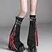 HeiBai Xiong Goth Flared Leg Warmers for Women Punk Rock Long Buckle Zipper Y2k Harajuku Rave Japanese Alt Hippie Ice Skating Grunge Emo Gothic Flare Fashion Legwarmers, Black and Red