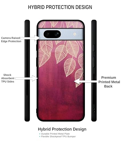 Image of Leaf Pattern Design Premium 2D Printed Metal Back Case Cover for Google Pixel 7A 5G