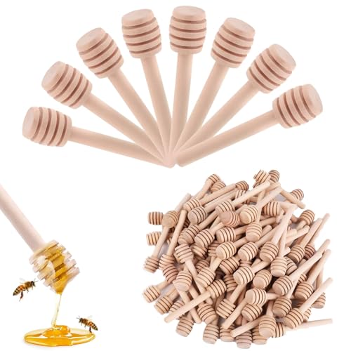 gvivej Cuillère à Miel en Bois, Lot de 50 Cuillères à Miel 8 cm, Mini Cuillères à Miel en Bâtonnets de Miel, pour Confiture de Miel, Pots de Miel, Distributeurs de Miel