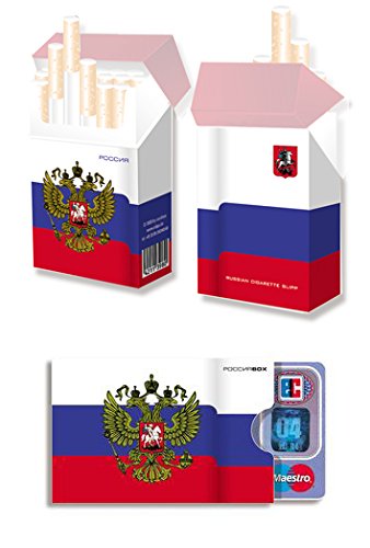 Preisvergleich Produktbild EM-SET Motiv: RUSSLAND FAHNE / FLAGGE - 1x cardbox (Kartenhülle, Ausweishülle, Führerscheinhülle) UND 1x indo slipp (Hülle für Zigarettenschachteln) im SET