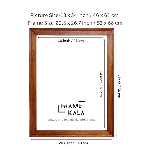 Image of Handmade Walnut Wooden Photo Frame, 18 x 24 inch Display, Display to Showcase Artworks, Pictures, and Photos - Perfect for Wall, Home and Office Decor, A2 Size Display, Warm Walnut