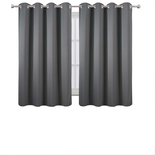 Image of LEMOMO Blackout Curtains 66 x 54 Inch Long Frost Grey Curtains Set of 2 Panels Room Darkening Curtains for Bedroom and Living Room