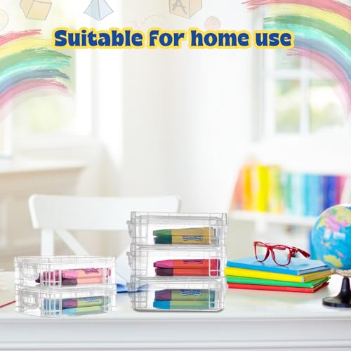 Image of Suzile 70 Pcs Plastic Crayon Box with Lid Clear Crayon Organizer Stackable Storage Containers Bulk Pastel Holder Case for Office School Classroom Supplies Pen Pencil Art Crafts