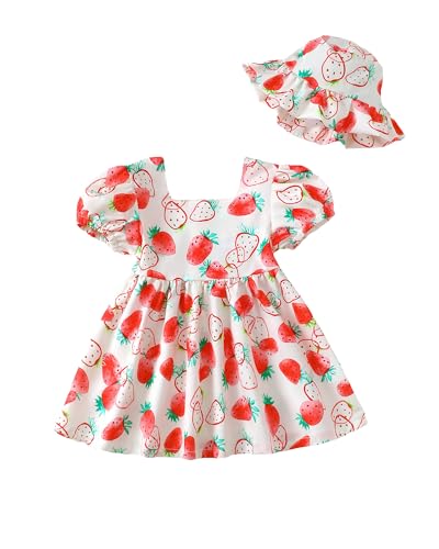 Image of sweetabby Toddler Baby Girl Dresses Summer Clothes Boho Short Sleeve Dress Ruffle Infant Sundress Cute Girls Outfit