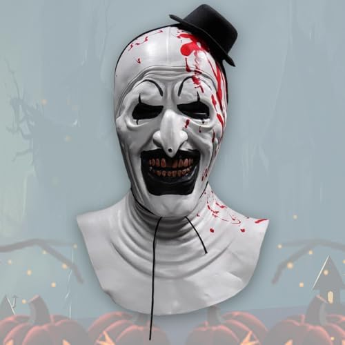 WORUIB Art the Clown Mask Terrifier Costume Accessory Scary Mask for Adults Halloween Cosplay Prop Full Head Costume for Horror Enthusiasts 48x32x26 cm