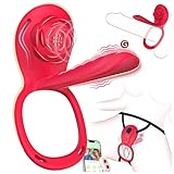 Sex Spielzeug für die Paare Frau Männer, Strap on BDSM Rose Vibration für Frauen, Bondage Vibratorensets für Frauen Klitoris G Punkt mit Fernbedienung Leise, Penisring Vibrator App,Sexspielzeug Spiele