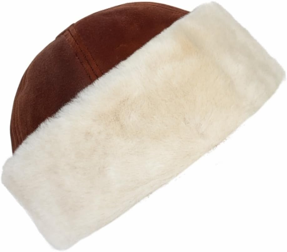 Lukkizara Winter Leather Hat Shearling Sheepskin Fur Beanie Hat - Image 2
