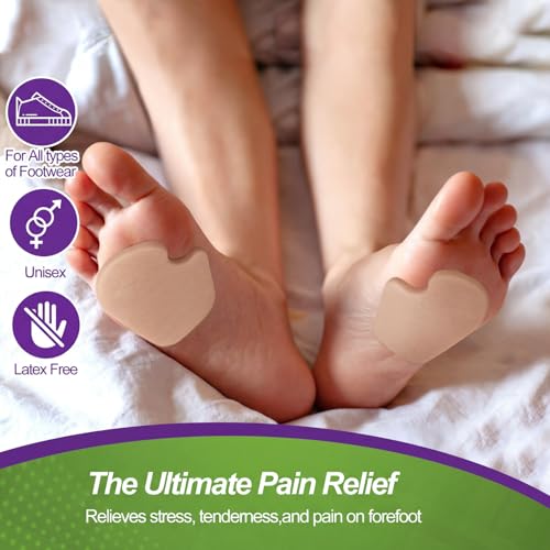Image of Cutecrop 20 Pcs Sesamoiditis Pads, 1 /4 inch Thick Dancers Pads for Ball of Feet Pain Thick Adhesive Skived Felt Callus Sesamoiditis Relief Forefoot Cushion Pad Ball of Feet Pain(Brown,Right)