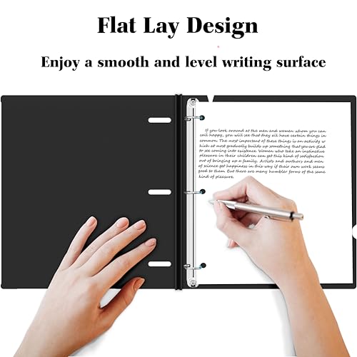 INFUN Fichário telescópico de 3 anéis de 2,5 cm - 1 fichário de plástico portátil preto com coluna t