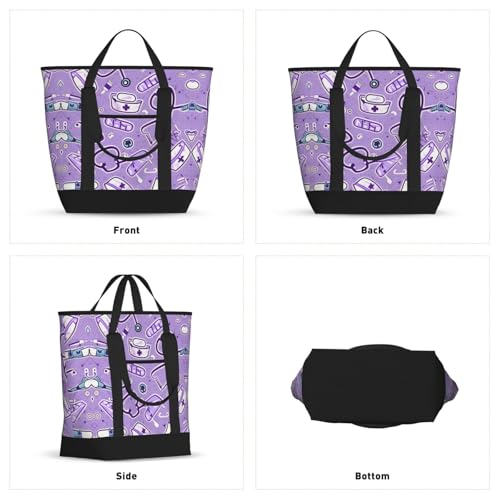 Sac isotherme repas adulte grand format isolant imprimé violet - 3